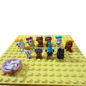 Lego Friends minifigures animal dog bundle pug poodle with bow dog bowl & bones